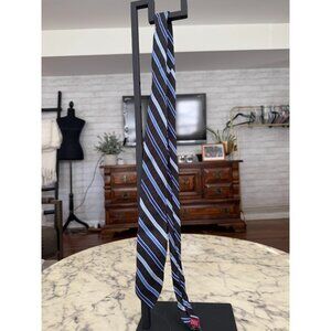 CHAPS RALPH LAUREN REPP Tie Black With Blue Stripe 100%‎ Silk Mens Size 50 in
